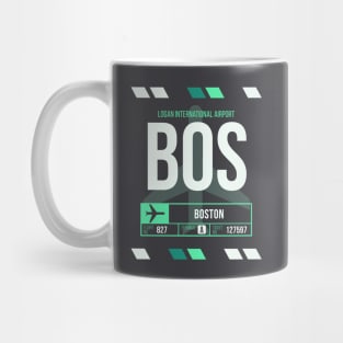 Boston (BOS) Airport Code Baggage Tag Mug